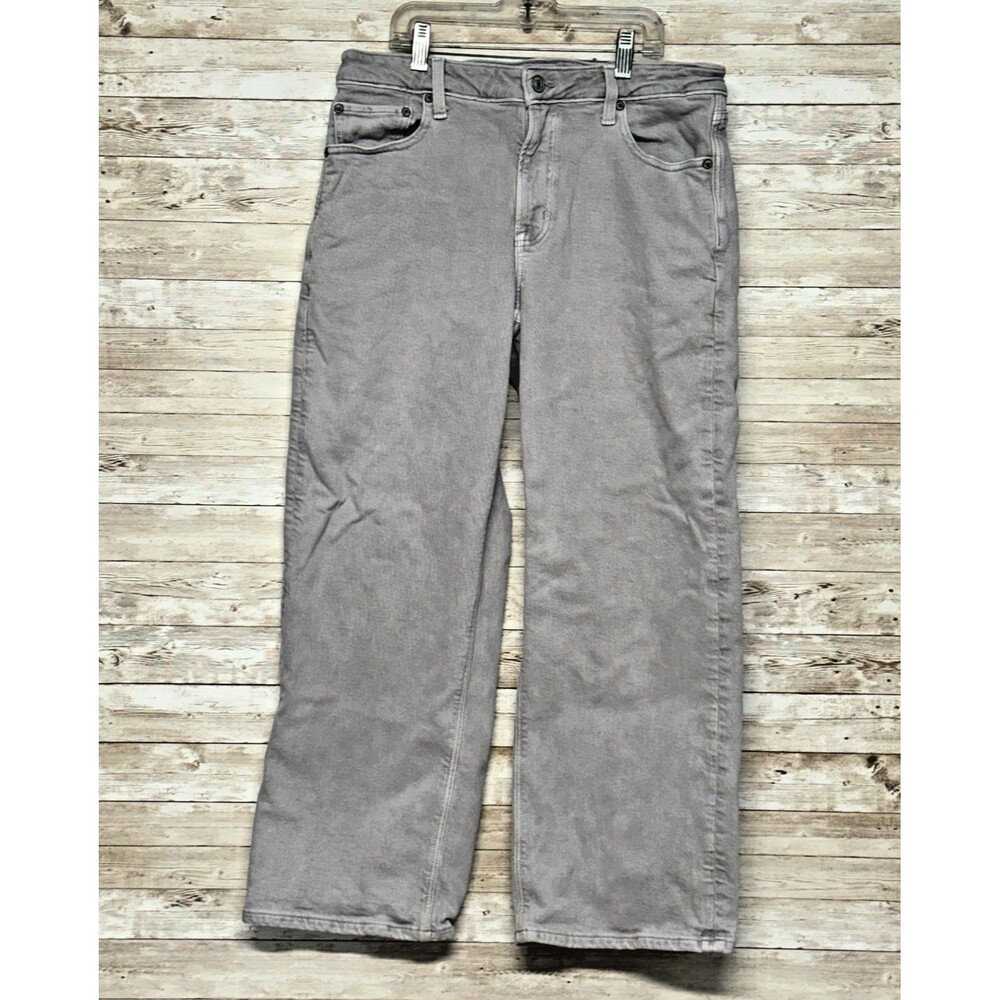 American Eagle Stovepipe Jeans Womens 8 Short Light Gray Wide Leg Stretch